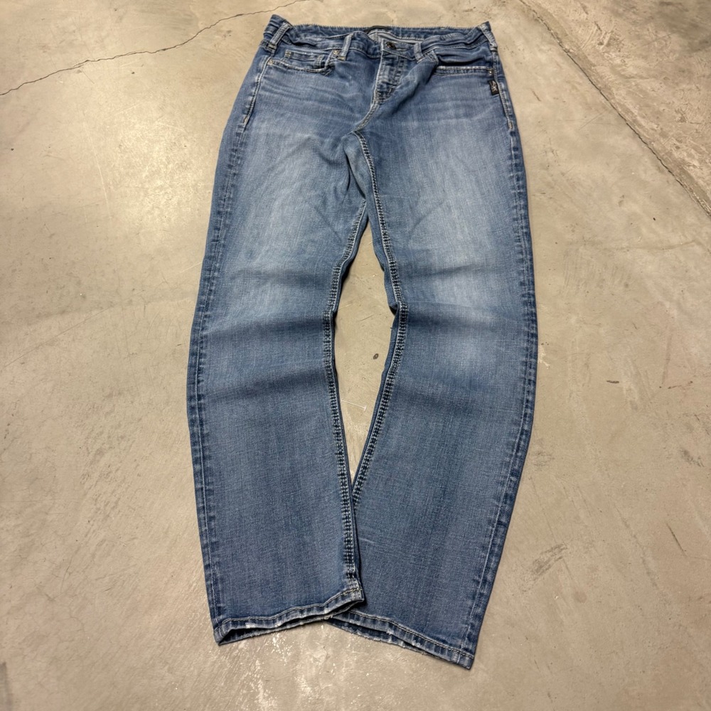 Silver Jeans Co Suki Straight Leg Blue Denim W31 L32 L93413SJL363